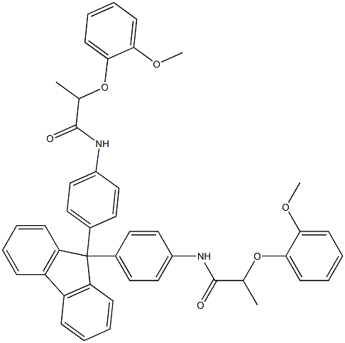 2-(2-methoxyphenoxy)-N-{4-[9-(4-{[2-(2-methoxyphenoxy)propanoyl]amino}phenyl)-9H-fluoren-9-yl]phenyl}propanamide 구조식 이미지