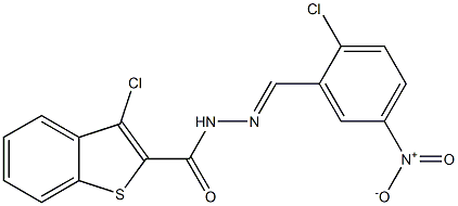 3-chloro-N'-[(E)-(2-chloro-5-nitrophenyl)methylidene]-1-benzothiophene-2-carbohydrazide 구조식 이미지