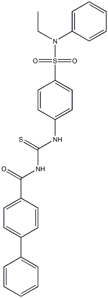 4-({[([1,1'-biphenyl]-4-ylcarbonyl)amino]carbothioyl}amino)-N-ethyl-N-phenylbenzenesulfonamide 구조식 이미지