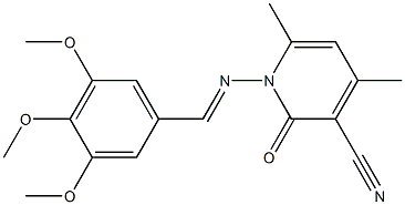 4,6-dimethyl-2-oxo-1-{[(E)-(3,4,5-trimethoxyphenyl)methylidene]amino}-1,2-dihydro-3-pyridinecarbonitrile Structure