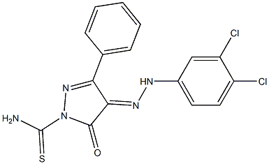 4-[(E)-2-(3,4-dichlorophenyl)hydrazono]-5-oxo-3-phenyl-4,5-dihydro-1H-pyrazole-1-carbothioamide Structure