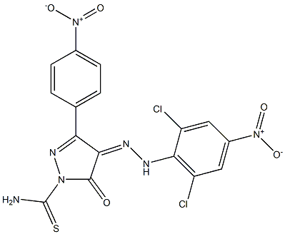 4-[(Z)-2-(2,6-dichloro-4-nitrophenyl)hydrazono]-3-(4-nitrophenyl)-5-oxo-1H-pyrazole-1(5H)-carbothioamide 구조식 이미지