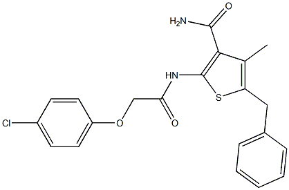 5-benzyl-2-{[2-(4-chlorophenoxy)acetyl]amino}-4-methyl-3-thiophenecarboxamide 구조식 이미지