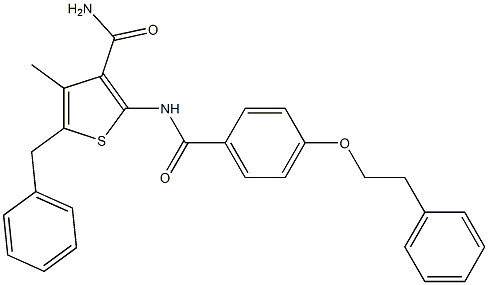 5-benzyl-4-methyl-2-{[4-(phenethyloxy)benzoyl]amino}-3-thiophenecarboxamide Structure