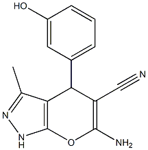 6-amino-4-(3-hydroxyphenyl)-3-methyl-1,4-dihydropyrano[2,3-c]pyrazole-5-carbonitrile 구조식 이미지