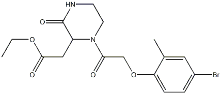 ethyl 2-{1-[2-(4-bromo-2-methylphenoxy)acetyl]-3-oxo-2-piperazinyl}acetate Structure