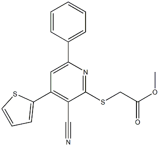 methyl 2-{[3-cyano-6-phenyl-4-(2-thienyl)-2-pyridinyl]sulfanyl}acetate Structure