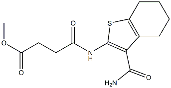 methyl 4-{[3-(aminocarbonyl)-4,5,6,7-tetrahydro-1-benzothiophen-2-yl]amino}-4-oxobutanoate 구조식 이미지