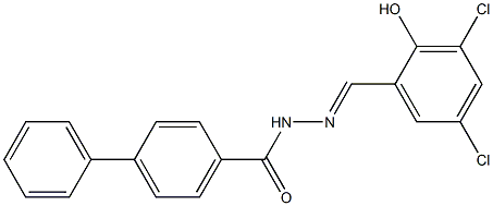 N'-[(E)-(3,5-dichloro-2-hydroxyphenyl)methylidene][1,1'-biphenyl]-4-carbohydrazide 구조식 이미지