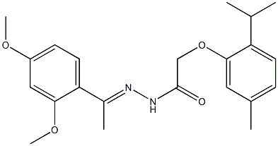 N'-[(E)-1-(2,4-dimethoxyphenyl)ethylidene]-2-(2-isopropyl-5-methylphenoxy)acetohydrazide 구조식 이미지