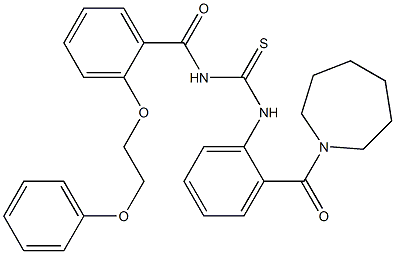 N-[2-(1-azepanylcarbonyl)phenyl]-N'-[2-(2-phenoxyethoxy)benzoyl]thiourea 구조식 이미지