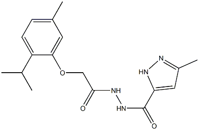 N'-[2-(2-isopropyl-5-methylphenoxy)acetyl]-3-methyl-1H-pyrazole-5-carbohydrazide 구조식 이미지