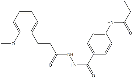 N-[4-({2-[(E)-3-(2-methoxyphenyl)-2-propenoyl]hydrazino}carbonyl)phenyl]propanamide 구조식 이미지