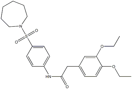 N-[4-(1-azepanylsulfonyl)phenyl]-2-(3,4-diethoxyphenyl)acetamide 구조식 이미지