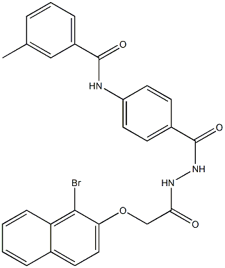 N-{4-[(2-{2-[(1-bromo-2-naphthyl)oxy]acetyl}hydrazino)carbonyl]phenyl}-3-methylbenzamide 구조식 이미지