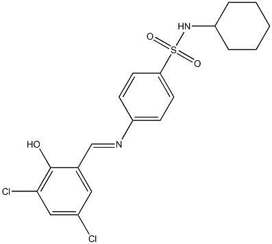 N-cyclohexyl-4-{[(E)-(3,5-dichloro-2-hydroxyphenyl)methylidene]amino}benzenesulfonamide Structure