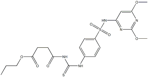 propyl 4-{[(4-{[(2,6-dimethoxy-4-pyrimidinyl)amino]sulfonyl}anilino)carbothioyl]amino}-4-oxobutanoate Structure