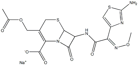 sodium 3-[(acetyloxy)methyl]-7-{[2-(2-amino-1,3-thiazol-4-yl)-2-(methoxyimino)acetyl]amino}-8-oxo-5-thia-1-azabicyclo[4.2.0]oct-2-ene-2-carboxylate 구조식 이미지