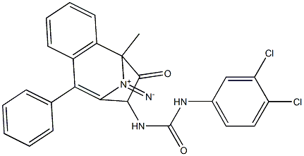 N-(2,5-diaza-2-methyl-3-oxo-6-phenylbicyclo[5.4.0]undeca-1(7),5,8,10-tetraen-4-yl)((3,4-dichlorophenyl)amino)formamide 구조식 이미지