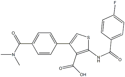 4-(4-Dimethylcarbamoyl-phenyl)-2-(4-fluoro-benzoylamino)-thiophene-3-carboxylic acid Structure