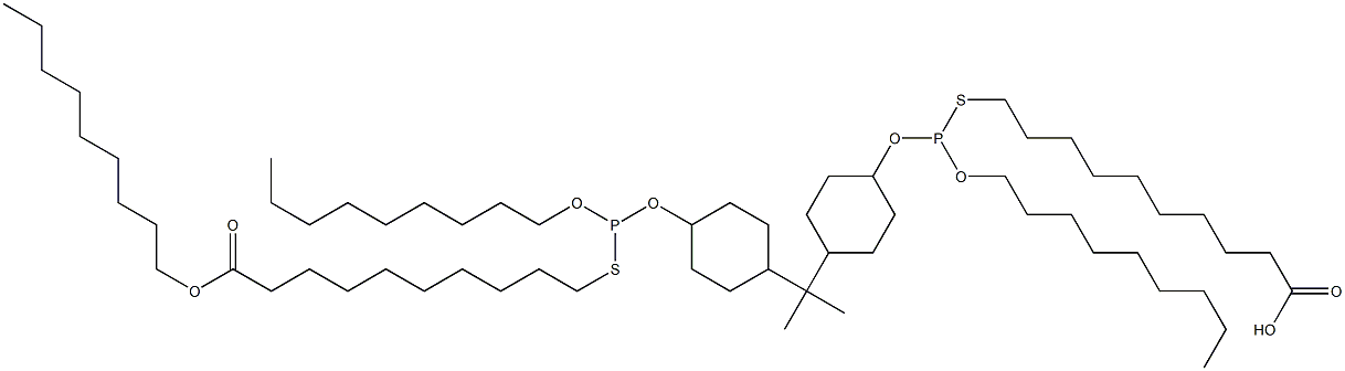 10,10'-[[Isopropylidenebis(4,1-cyclohexanediyloxy)]bis[(nonyloxy)phosphinediylthio]]bis(decanoic acid nonyl) ester 구조식 이미지