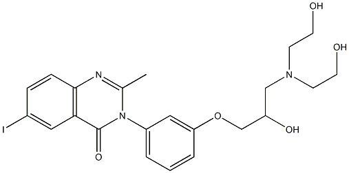 6-Iodo-3-[3-[2-hydroxy-3-[bis(2-hydroxyethyl)amino]propoxy]phenyl]-2-methylquinazolin-4(3H)-one 구조식 이미지