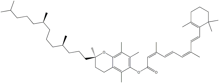 (2R)-2,5,7,8-Tetramethyl-2-[(4R,8R)-4,8,12-trimethyltridecyl]-3,4-dihydro-2H-1-benzopyran-6-ol retinoate 구조식 이미지