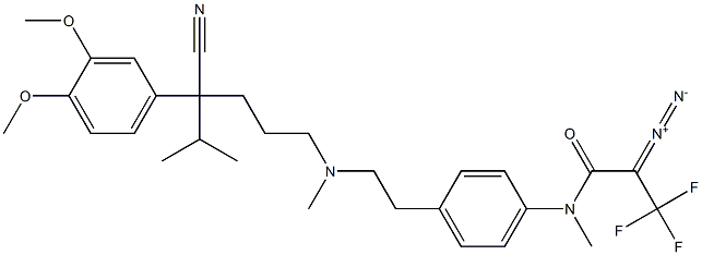 2-(3,4-Dimethoxyphenyl)-2-isopropyl-5-[N-[4-(N-methyl-2-diazo-3,3,3-trifluoropropionylamino)phenethyl]methylamino]valeronitrile 구조식 이미지