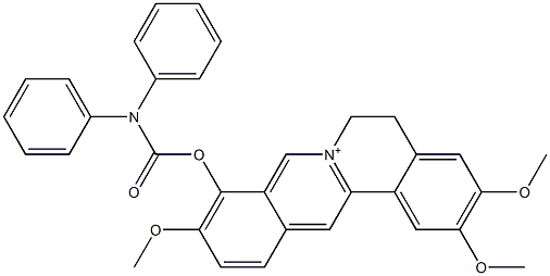 5,6-Dihydro-2,3,10-trimethoxy-9-(diphenylcarbamoyloxy)dibenzo[a,g]quinolizinium Structure