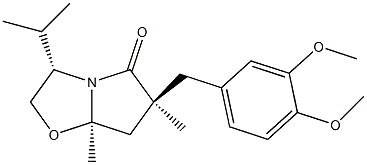 (3S,6S,7aR)-3-Isopropyl-6,7a-dimethyl-6-(3,4-dimethoxybenzyl)-5-oxo-2,3,5,6,7,7a-hexahydropyrrolo[2,1-b]oxazole 구조식 이미지