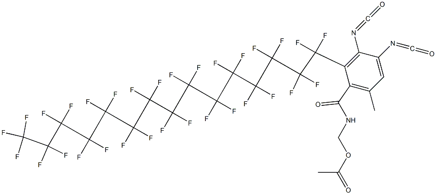 N-(Acetyloxymethyl)-2-(hentriacontafluoropentadecyl)-3,4-diisocyanato-6-methylbenzamide 구조식 이미지