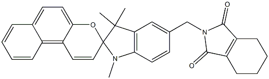 N-[[1',3',3'-Trimethylspiro[3H-naphtho[2,1-b]pyran-3,2'-indolin]-5'-yl]methyl]-3,4,5,6-tetrahydrophthalimide 구조식 이미지