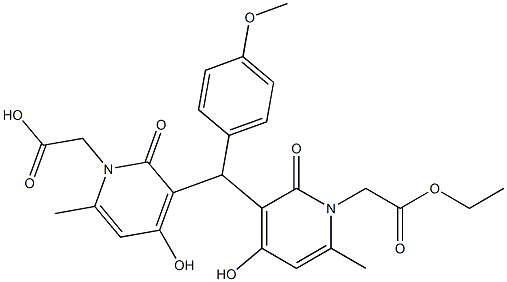 3,3'-(4-Methoxybenzylidene)bis(1,2-dihydro-4-hydroxy-6-methyl-2-oxopyridine-1-acetic acid ethyl) ester 구조식 이미지