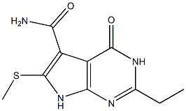 2-Ethyl-6-(methylthio)-4-oxo-3,4-dihydro-7H-pyrrolo[2,3-d]pyrimidine-5-carboxamide 구조식 이미지