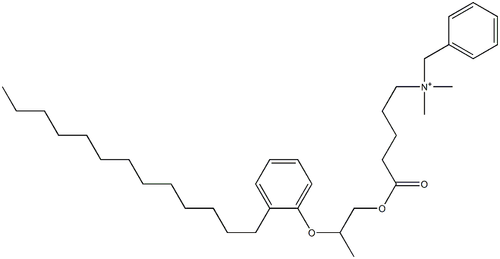 N,N-Dimethyl-N-benzyl-N-[4-[[2-(2-tridecylphenyloxy)propyl]oxycarbonyl]butyl]aminium 구조식 이미지