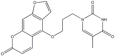 4-[3-[(1,2,3,4-Tetrahydro-5-methyl-2,4-dioxopyrimidin)-1-yl]propyloxy]-7H-furo[3,2-g][1]benzopyran-7-one 구조식 이미지