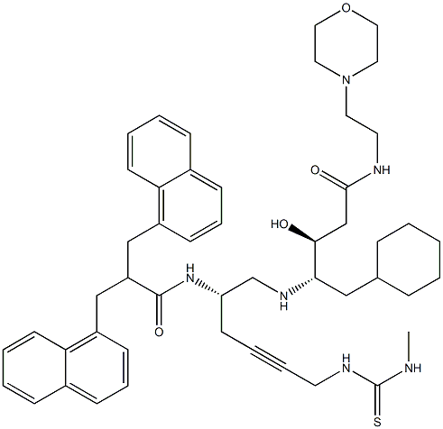 (3S,4S)-4-[[(2S)-2-[2,2-Bis(1-naphthalenylmethyl)-1-oxoethylamino]-6-[3-methyl(thioureido)]-4-hexynyl]amino]-5-cyclohexyl-3-hydroxy-N-(2-morpholinoethyl)pentanamide Structure