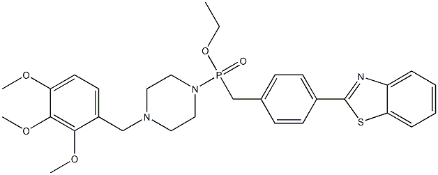 [4-(2-Benzothiazolyl)benzyl][4-(2,3,4-trimethoxybenzyl)-1-piperazinyl]phosphinic acid ethyl ester 구조식 이미지