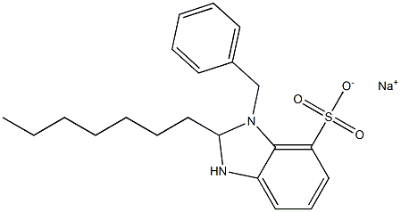 1-Benzyl-2-heptyl-2,3-dihydro-1H-benzimidazole-7-sulfonic acid sodium salt 구조식 이미지