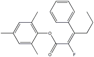 (E)-2-Fluoro-3-phenyl-2-hexenoic acid 2,4,6-trimethylphenyl ester Structure