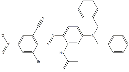 N-[2-(2-Bromo-6-cyano-4-nitrophenylazo)-5-(dibenzylamino)phenyl]acetamide 구조식 이미지