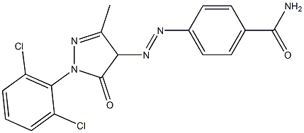 4-(4-Carbamoylphenylazo)-1-(2,6-dichlorophenyl)-3-methyl-5(4H)-pyrazolone 구조식 이미지