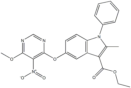 1-Phenyl-2-methyl-5-[(6-methoxy-5-nitropyrimidin-4-yl)oxy]-1H-indole-3-carboxylic acid ethyl ester Structure