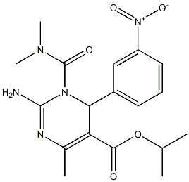 2-Amino-3,4-dihydro-4-(3-nitrophenyl)-6-methyl-3-(dimethylaminocarbonyl)pyrimidine-5-carboxylic acid isopropyl ester 구조식 이미지