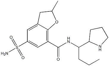 2,3-Dihydro-2-methyl-5-(aminosulfonyl)-N-[1-propyl-2-pyrrolidinylmethyl]benzofuran-7-carboxamide Structure
