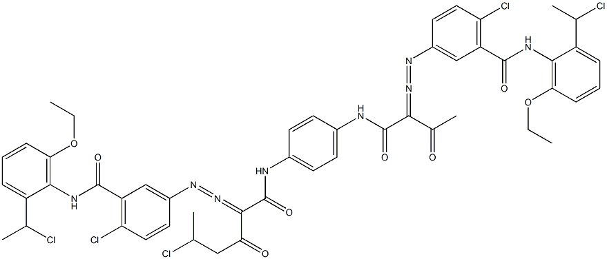 3,3'-[2-(1-Chloroethyl)-1,4-phenylenebis[iminocarbonyl(acetylmethylene)azo]]bis[N-[2-(1-chloroethyl)-6-ethoxyphenyl]-6-chlorobenzamide] 구조식 이미지