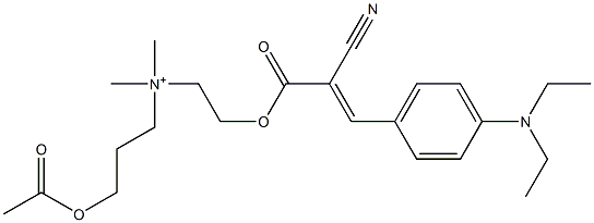 3-(Acetyloxy)-N-[2-[[2-cyano-3-[4-(diethylamino)phenyl]-1-oxo-2-propenyl]oxy]ethyl]-N,N-dimethyl-1-propanaminium 구조식 이미지