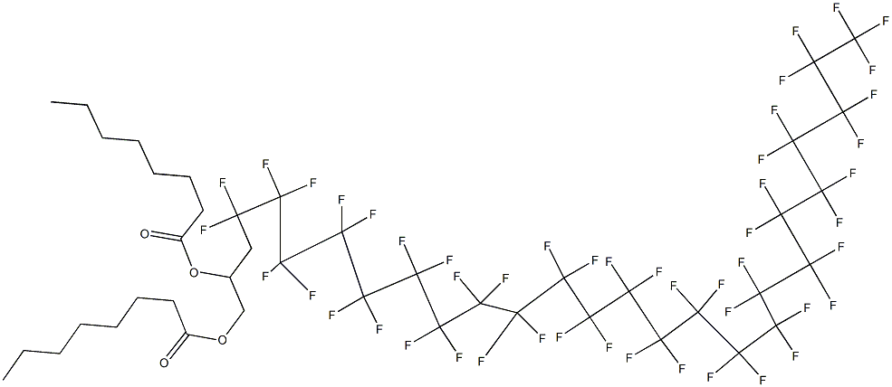 Dioctanoic acid 4,4,5,5,6,6,7,7,8,8,9,9,10,10,11,11,12,12,13,13,14,14,15,15,16,16,17,17,18,18,19,19,20,20,21,21,22,22,23,23,24,24,25,25,26,26,27,27,27-nonatetracontafluoro-1,2-heptacosanediyl ester 구조식 이미지