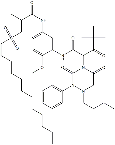 2-[(1-Butyl-3,5-dioxo-2-phenylhexahydro-1,2,4-triazin)-4-yl]-N-[5-[[3-(dodecylsulfonyl)-2-methylpropionyl]amino]-2-methoxyphenyl]-4,4-dimethyl-3-oxopentanamide Structure