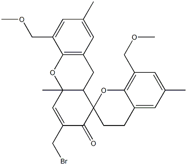 3-Bromomethyl-5,8'-bis(methoxymethyl)-3',4',4a,9a-tetrahydro-4a,6',7-trimethylspiro[9H-xanthene-1(2H),2'-[2H-1]benzopyran]-2-one 구조식 이미지